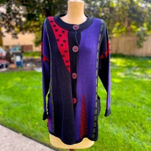 Vintage Sandra Miller Oversized Graphic Cardigan